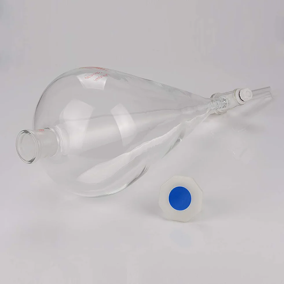 StonyLab Szkło borokrzemowe 2000 ml ciężki lejek separacyjny ze stożkiem 29/32 przegubami i korek PTFE, 2 l (2 litry)
