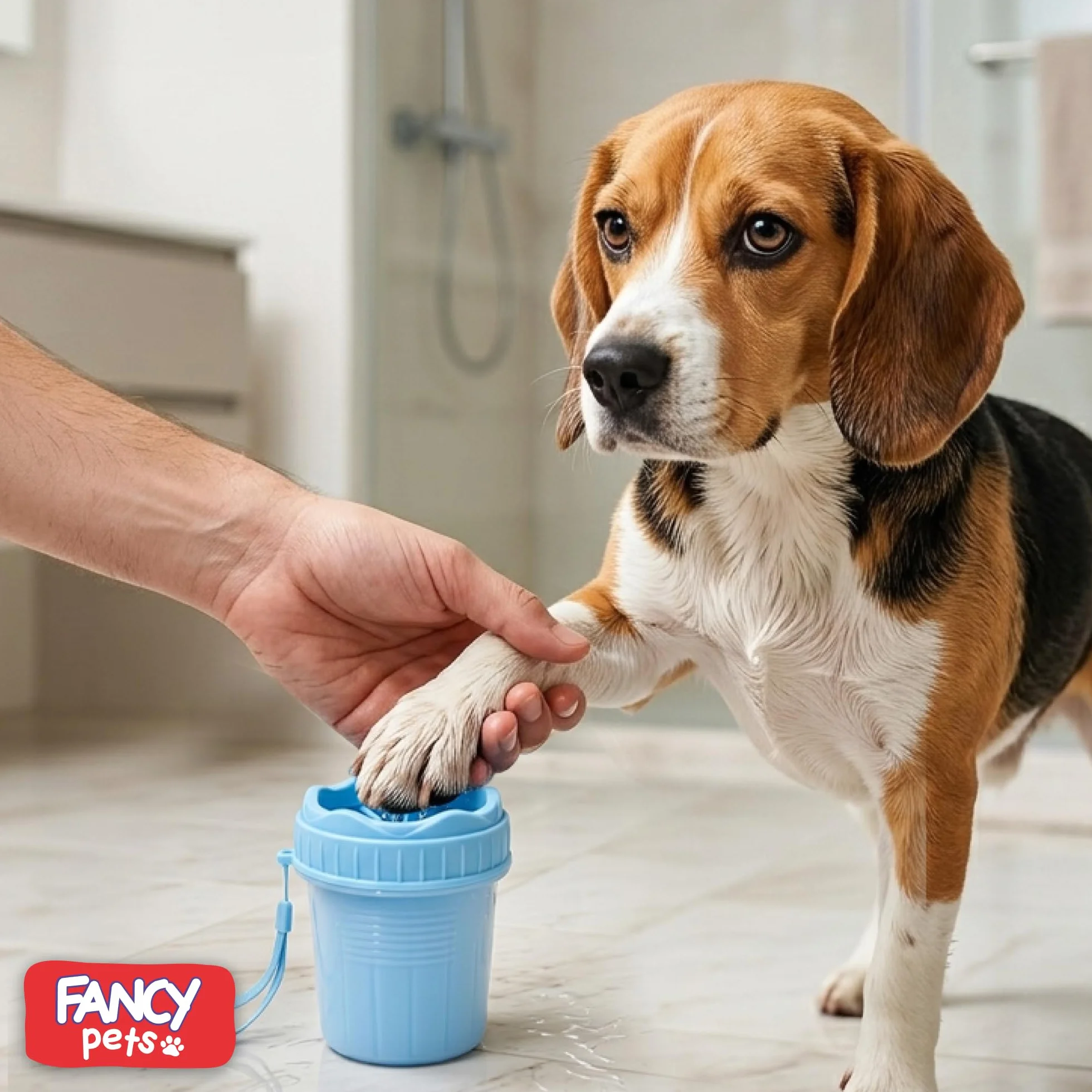 Fancy Pets Czyścik do Łap Psa, Myjka do Łap dla Psa z Silikonowymi Szczotkami, Kubek do Mycia Łap Psa dla Małych Psów i Szczeniaków, Dog Paw Cleaner