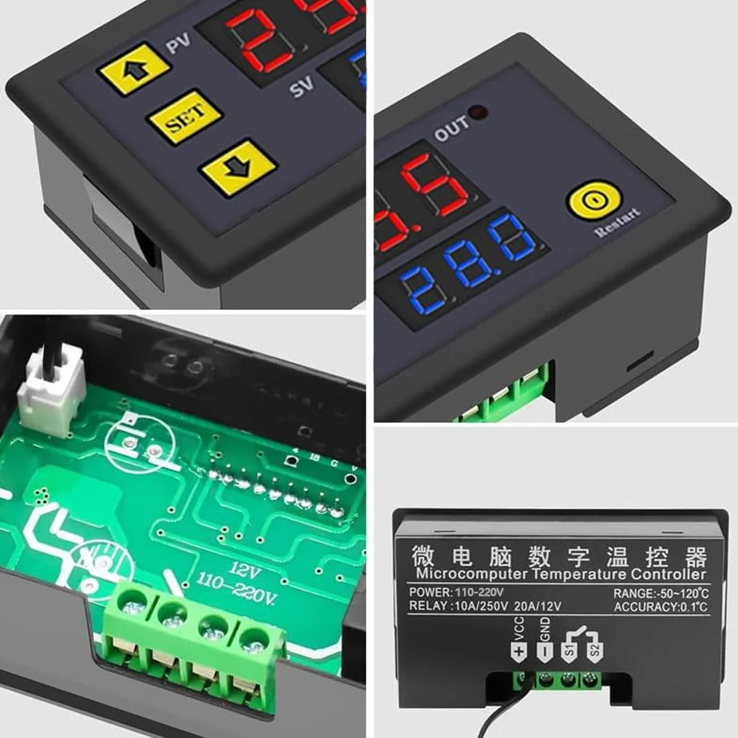 GERUI cyfrowy regulator temperatury W3230 20A DC 12V termostat 50-120℃ z czujnikiem NTC 10K