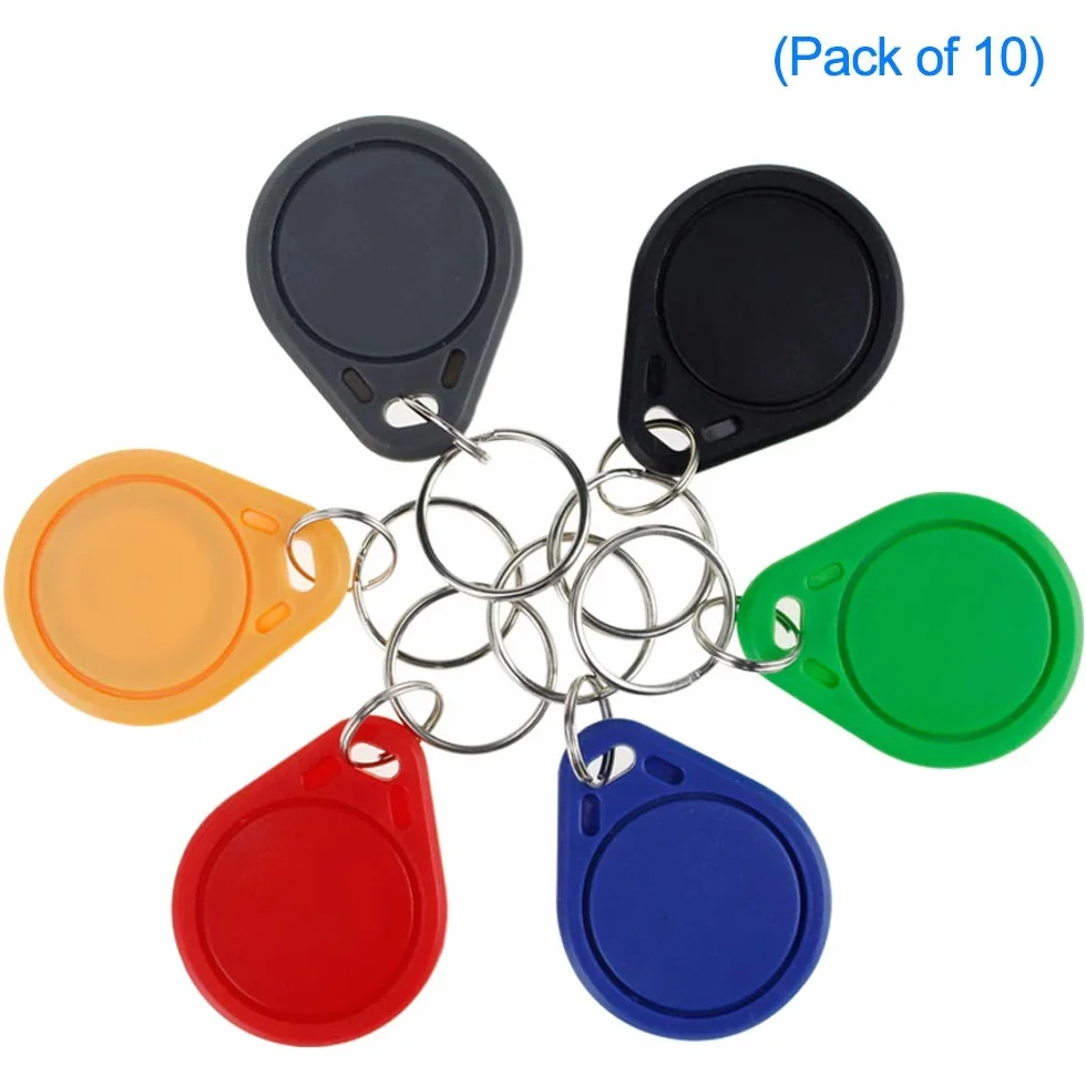 LIBO breloki RFID NFC inteligentna karta identyfikacyjna RFID kontrola dostępu piloty bliskość 13,56 MHz MF Classic 1k IC S50 token tylko do odczytu (10 sztuk, różne kolory)