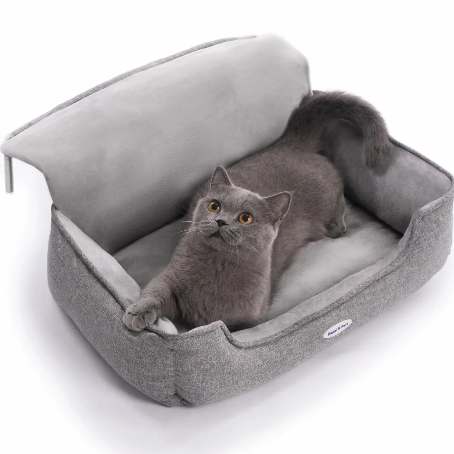 Happi N Pets Duże legowisko grzejnikowe dla dużych kotów, przestronna okonia dla kota na grzejniki, przytulna leżanka grzewcza z regulowanym haczykiem na różne grzejniki, nadająca się do prania osłona