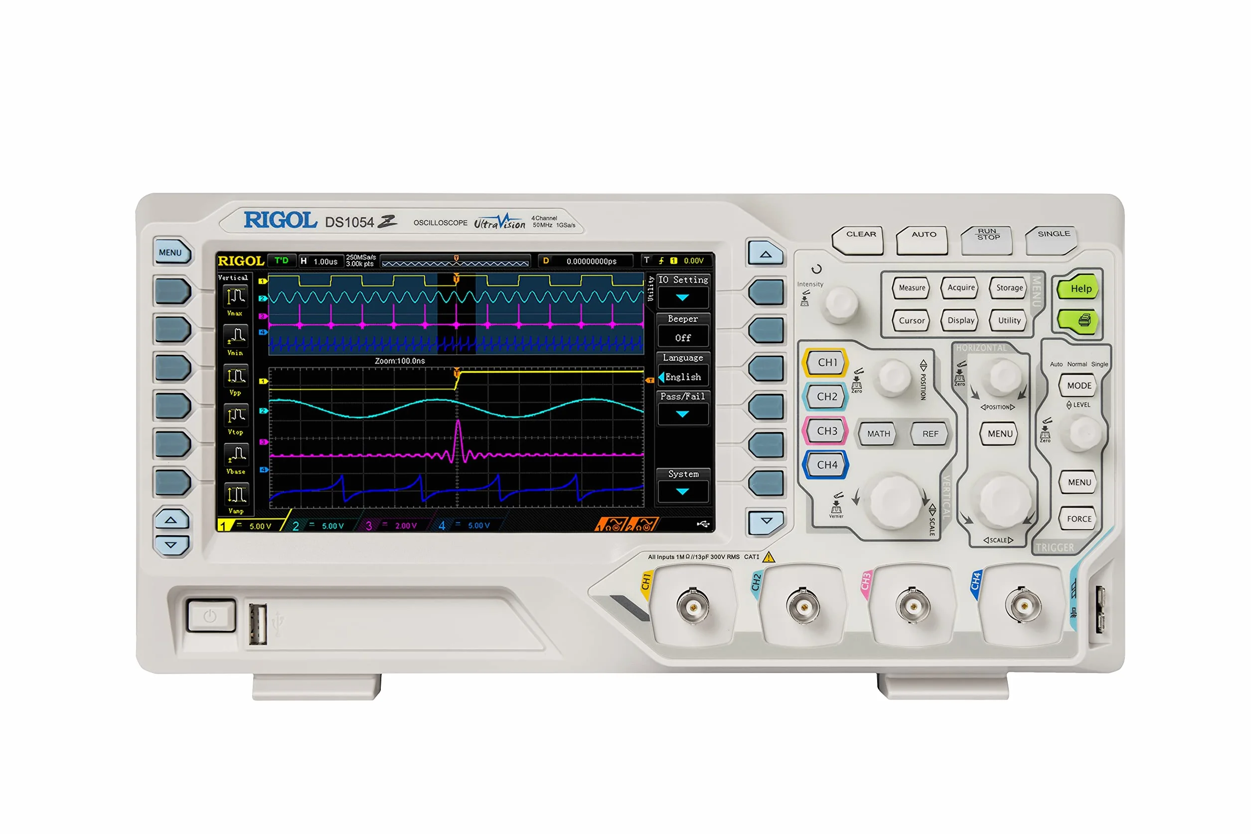 RIGOL DS1054Z Cyfrowy Oscyloskop, Szerokość Pasma 50MHz, 4 Kanały Analogowe, Pojemność Pamięci 24Mpts, Szybkość Próbkowania 1G Sa/s, Darmowa Funkcja Wyzwalania i Dekodowania, Gwarancja 3 Lat