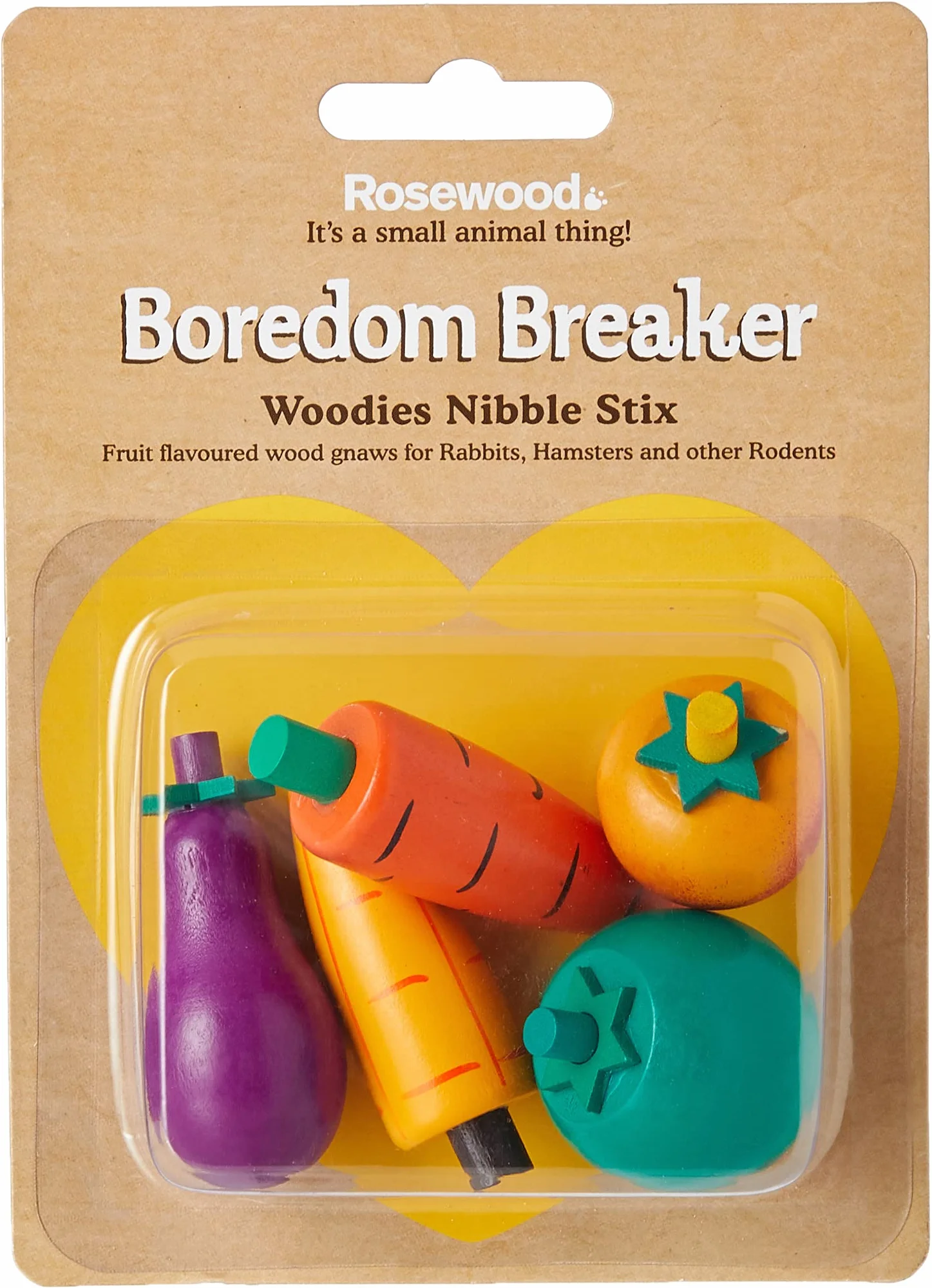 Rosewood Boredom Breaker Woodies Nibble Stix, 5 sztuk, zabawki dla królików i zabawki dla małych zwierząt