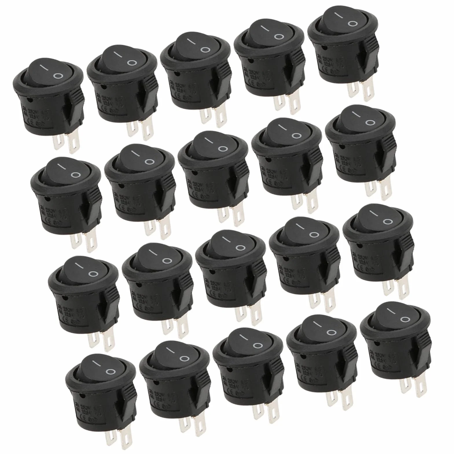 Przemysłowy przełącznik kołyskowy 2 pin 2 pozycja mały okrągły wyłącznik zasilania 15mm dla elektroniki 20 sztuk