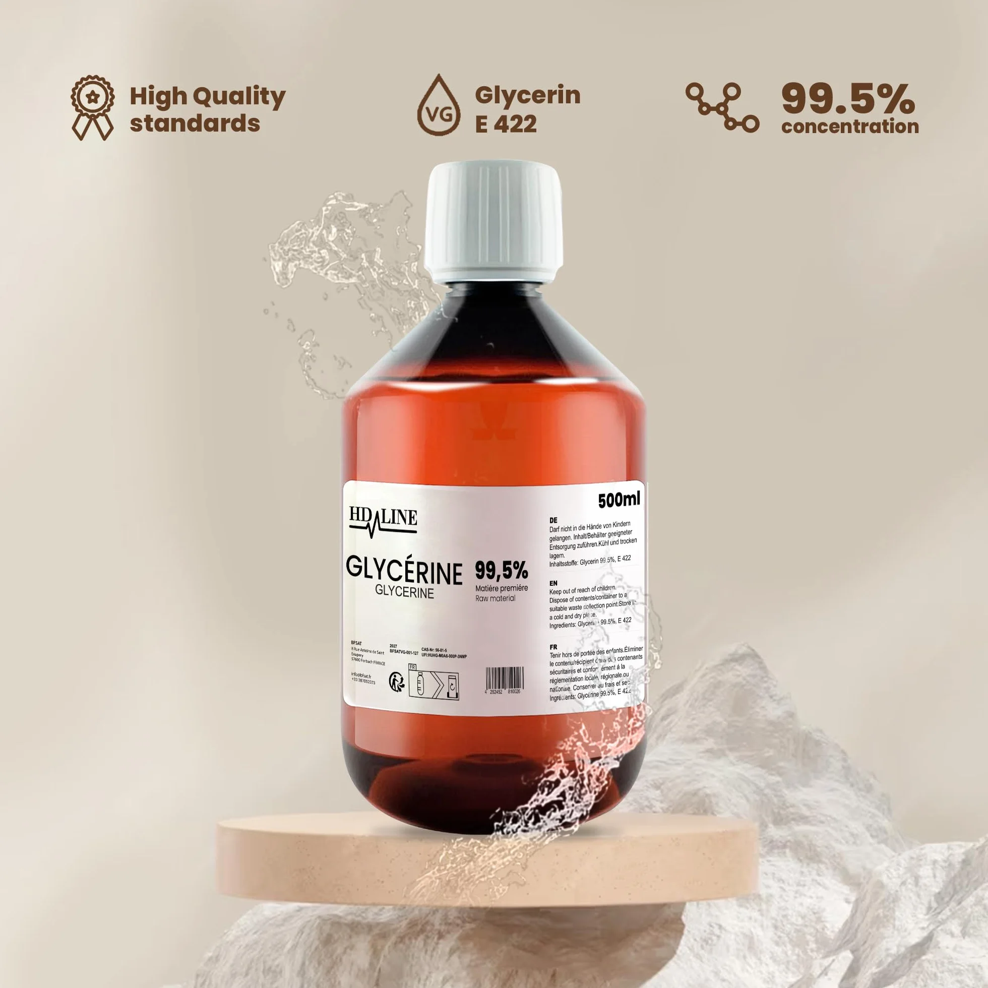 Gliceryna E422 + Glikol Propylenowy E1520 500 ml VG PG, Jakość Farmaceutyczna, Czarny, Wegański