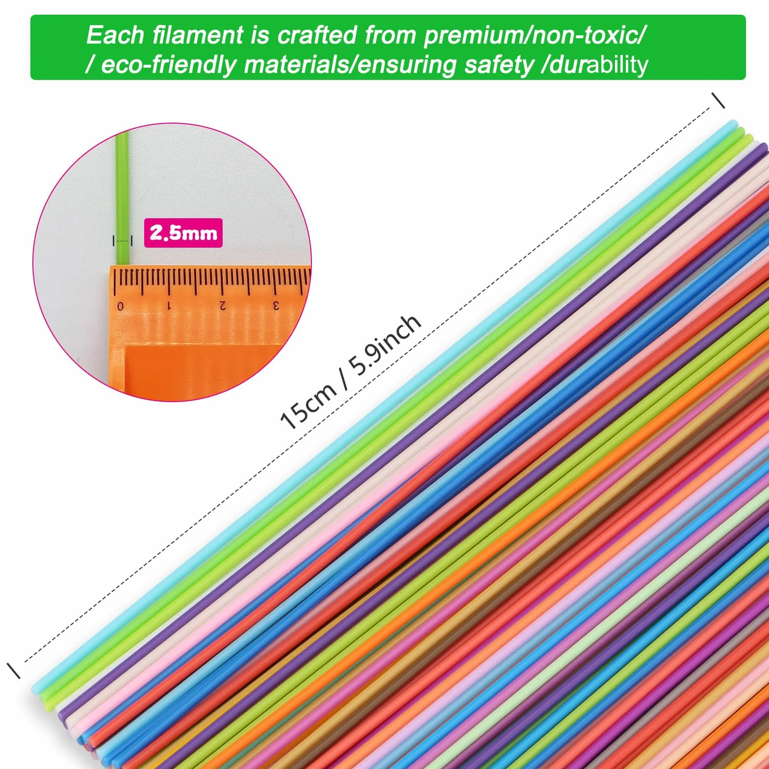 Filament 3Doodler Start 3D 2,5 mm PCL 300 sztuk 30 kolorów
