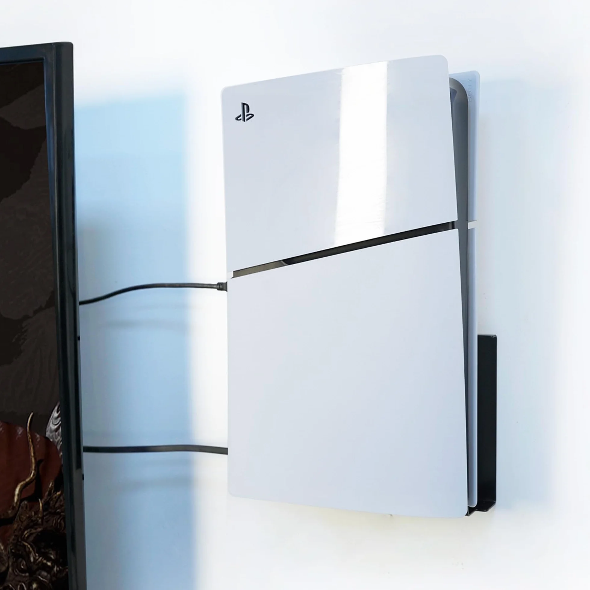 Monzlteck Wall Mount for PS5 Original Disc and Digital, All Metal Vertical Hanging, Space Saver, Easy to Install Black