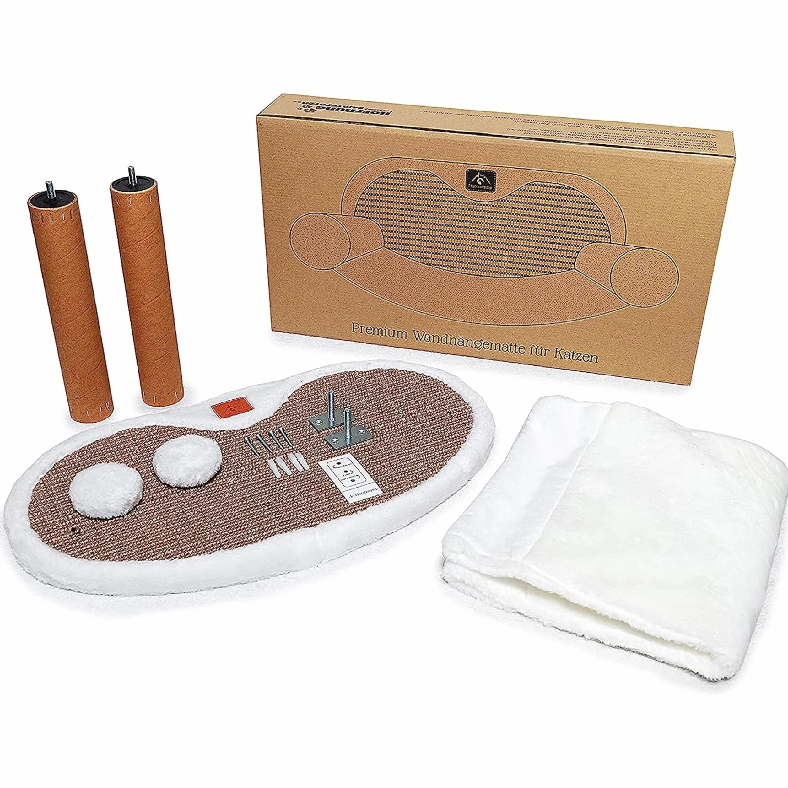 Pfotenolymp® Stabilny hamak dla kota z mocowaniem ściennym do 10 kg, kompletny zestaw, łóżko dla kota, leżanka