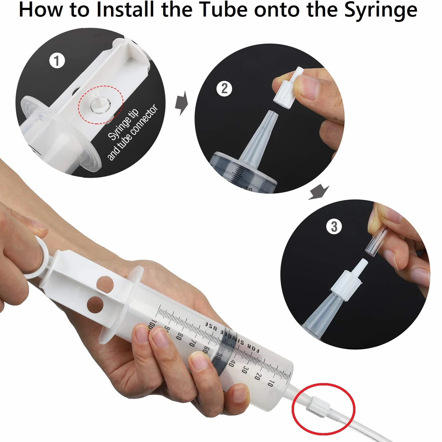 Hyber&Cara Strzykawka 100 ml z rurką 100 cm, duża plastikowa strzykawka pomiarowa 2 szt