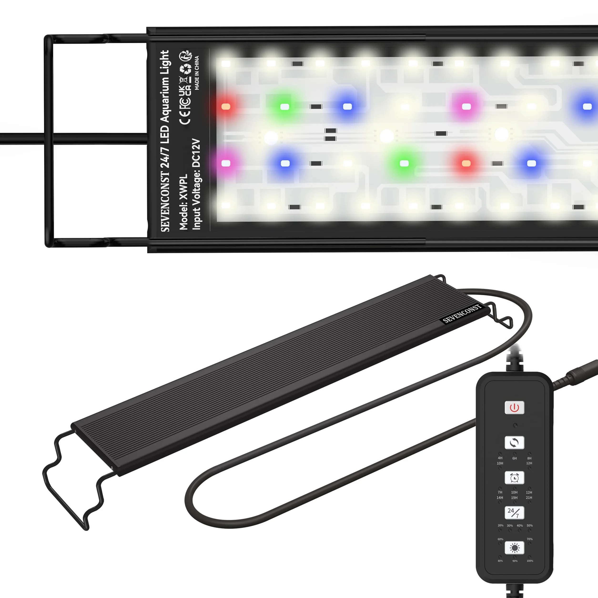 24/7 tryb akwarium LED światło do akwarium 30-36 cali pełne spektrum IP68 światło wschodu słońca światło dzienne światło księżycowe białe czerwone zielone niebieskie różowe światło z