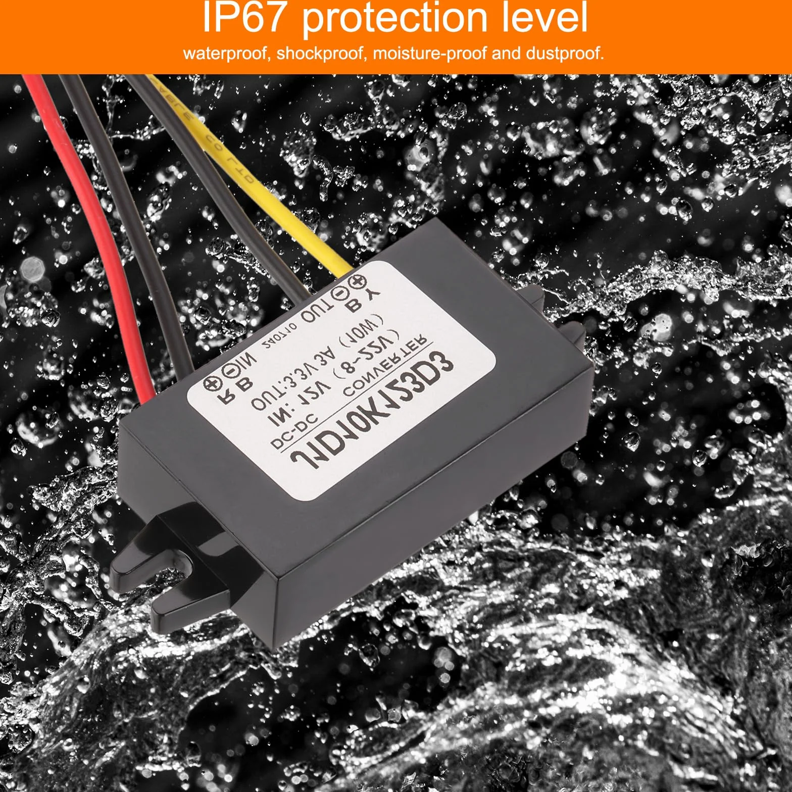 QUARKZMAN Przetwornica napięcia DC 12 V na DC 3,3 V, 3 A, 10 W, reduktor napięcia, reduktor napięcia, IP67, wodoszczelny transformator, moduł zasilacza, adapter sieciowy do samochodów osobowych i