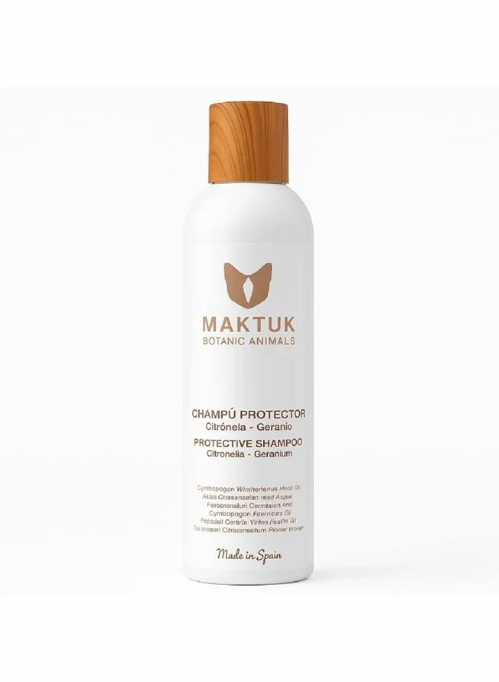 MAKTUK Botanic Animals Botaniczny Szampon ochronny dla psów i kotów | naturalna formuła z trawą cytrynową i geranium, hipoalergiczny i miękki dla wrażliwej skóry, oczyszczanie i połysk, 200 ml