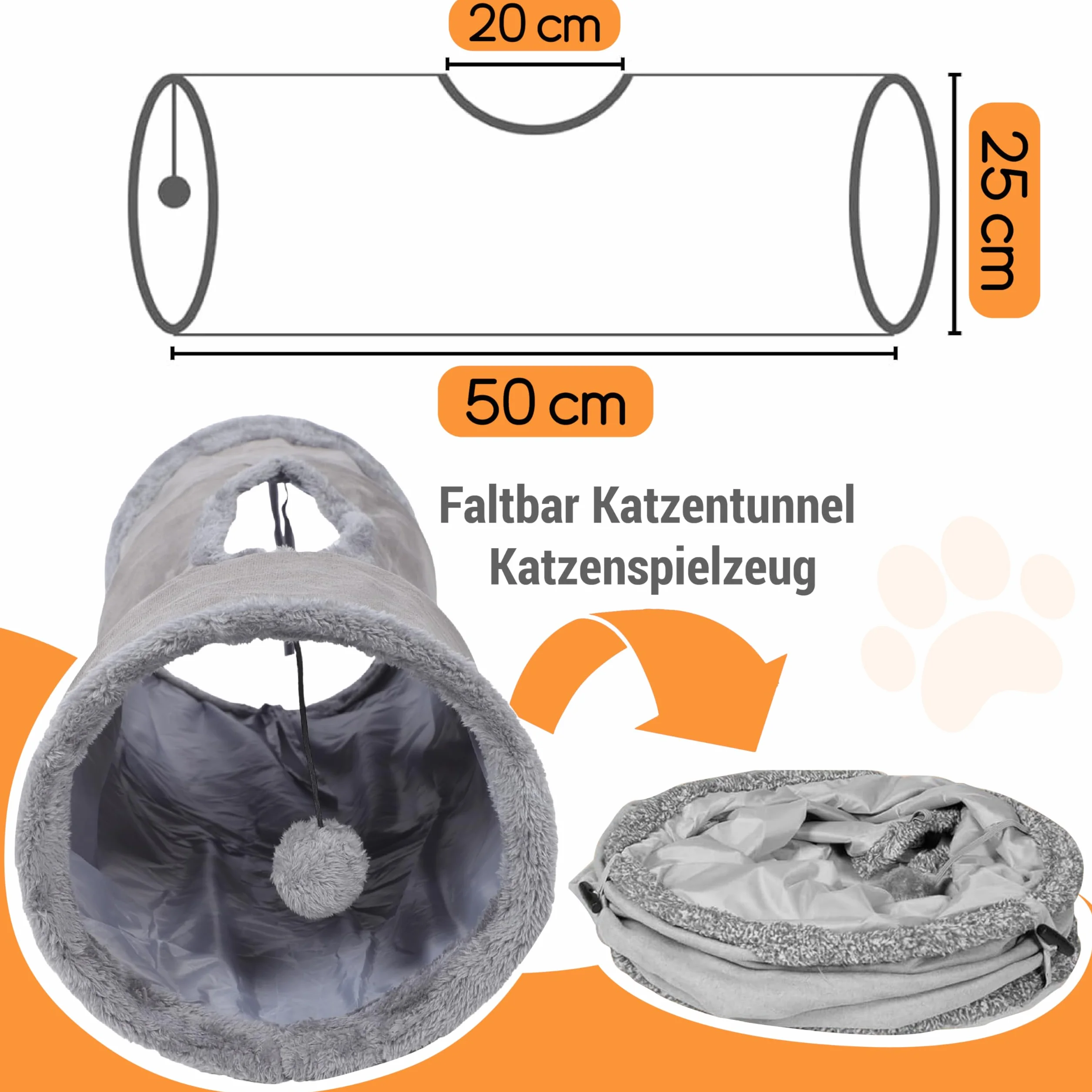 2-częściowy zestaw tuneli do zabawy dla kotów, składany tunel dla kota, zabawka dla kotów, składany tunel do rozbudowy, z wiszącą zabawną laską, składany tunel dla kota, tunel do zabawy
