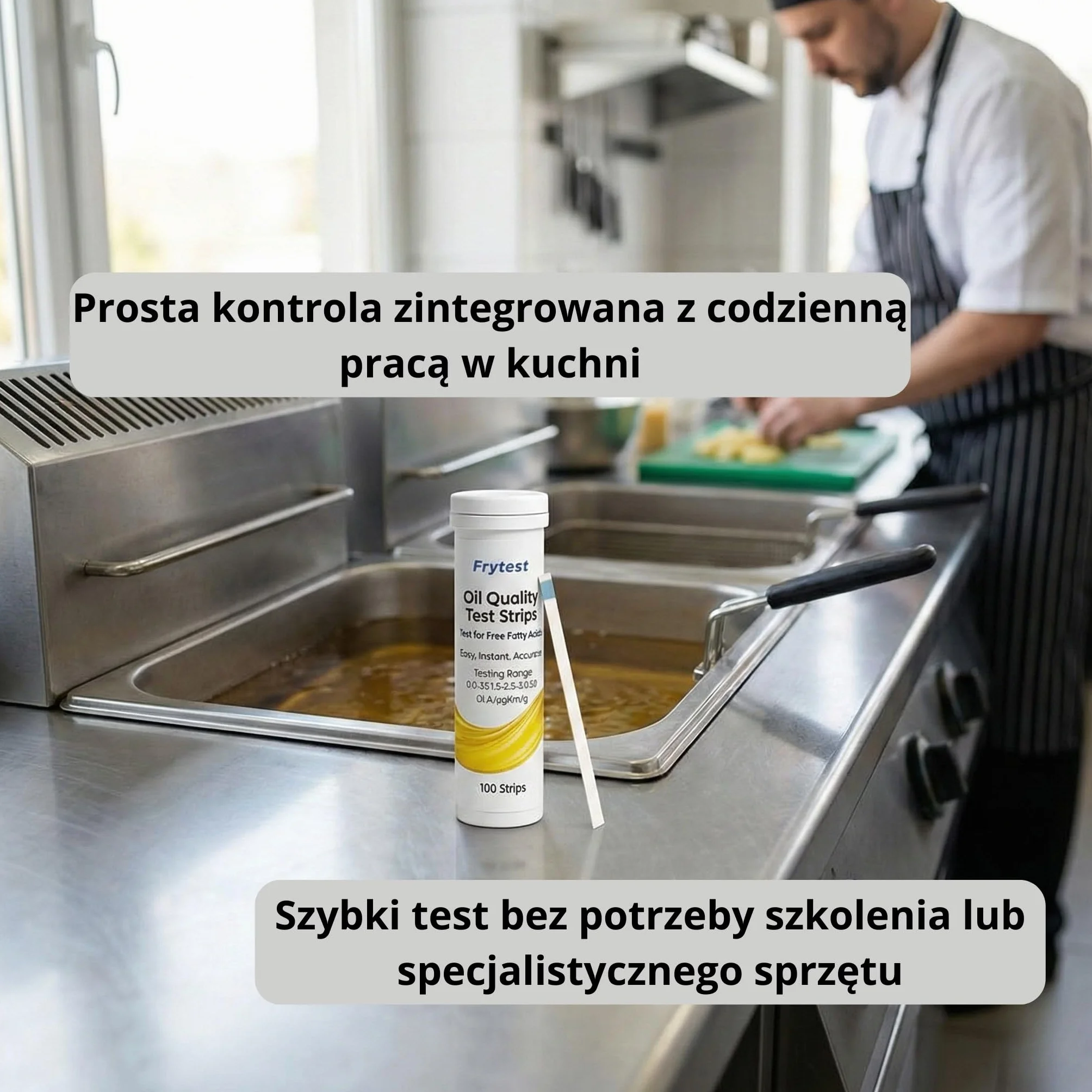 Paski Testowe Oleju do Frytury FFA – Kontrola Jakości Oleju do Gastronomii i Kuchni – HACCP – 100 Pasków – Produkcja Certyfikowana ISO 9001