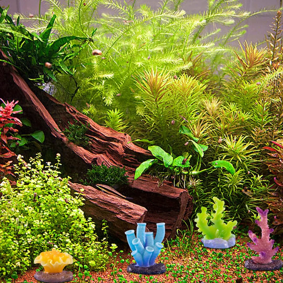 6 sztuk sztucznych roślin koralowych do akwarium dekoracyjna mikro dekoracja krajobrazu akwarium rafa ozdoba do akwarium dekoracja zbiornika miniaturowy mech krajobraz DIY (6 szt.)