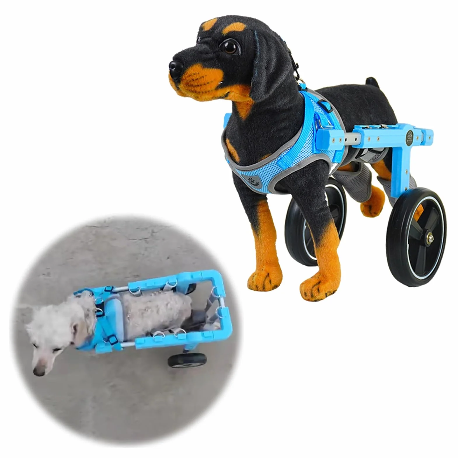 Wózek inwalidzki dla psa, regulowany wózek inwalidzki dla małych psów (2–10 kg/4,4–22 lbs) – uprząż mobilności z tyłu do rehabilitacji tylnych nóg, idealna dla aktywnych zwierząt domowych, rozmiar S