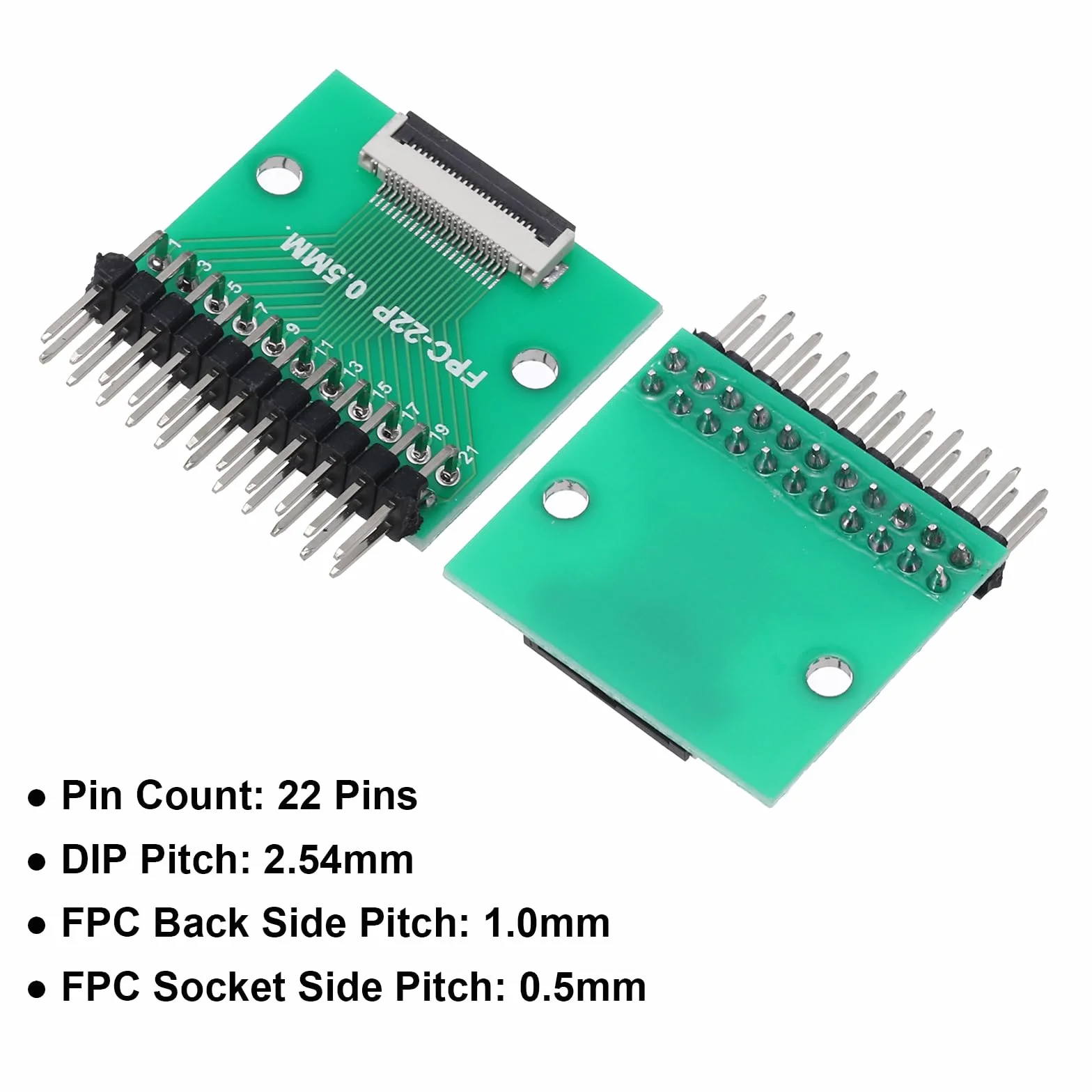 QUARKZMAN Złącze FFC FPC 22 piny 0,5 mm gniazdo 2,54 mm adapter kąt prosty konwerter PCB