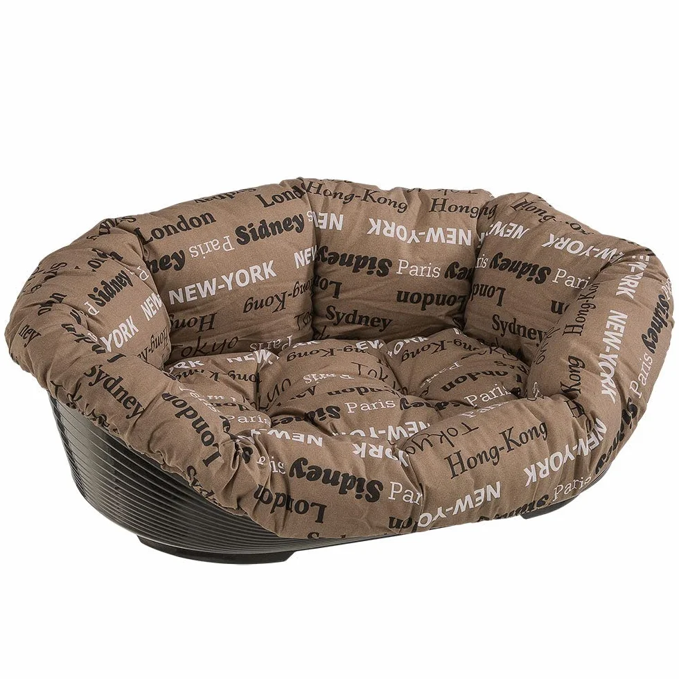 Ferplast Sofa 8 z bawełnianą poduszką buda z tworzywa sztucznego dla psów i kotów, brązowa, 85 x 62 x 28,5 cm