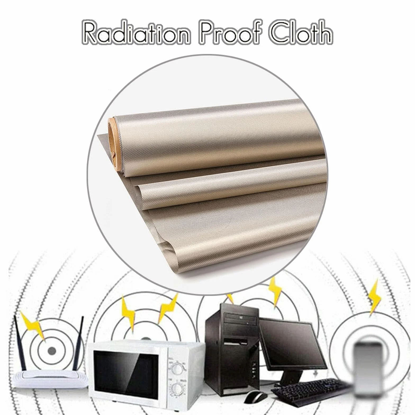 Ochrona EMF z tkaniny Faraday, ochrona przed promieniowaniem, tkanina ekranująca, bloki, sygnały Wi-Fi, telefon komórkowy, Bluetooth, RFID, EMF, RF, do kuchenek mikrofalowych/komputerowych, srebrna, 1