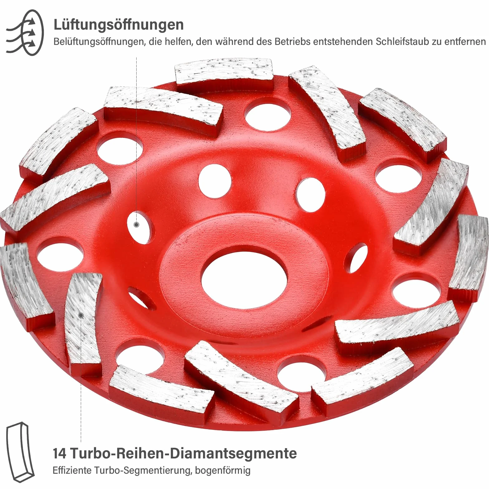 Diamentowa tarcza szlifierska 125 mm x 22,23 mm dwurzędowa do betonu