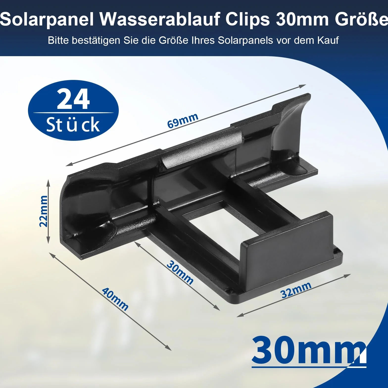 Starvortex 24 klipsy do paneli słonecznych, 30 mm, trwały materiał ABS, klipsy do odpływu wody, moduły PV 30 mm