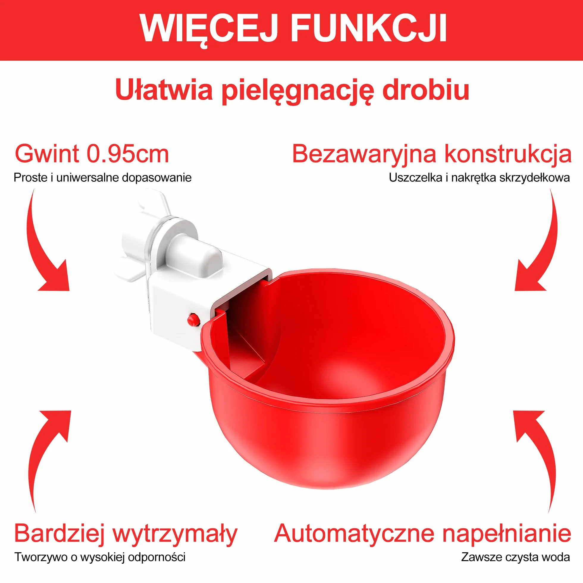 Automatyczne poidło dla kur MPT 1/8 cala zestaw 6 sztuk