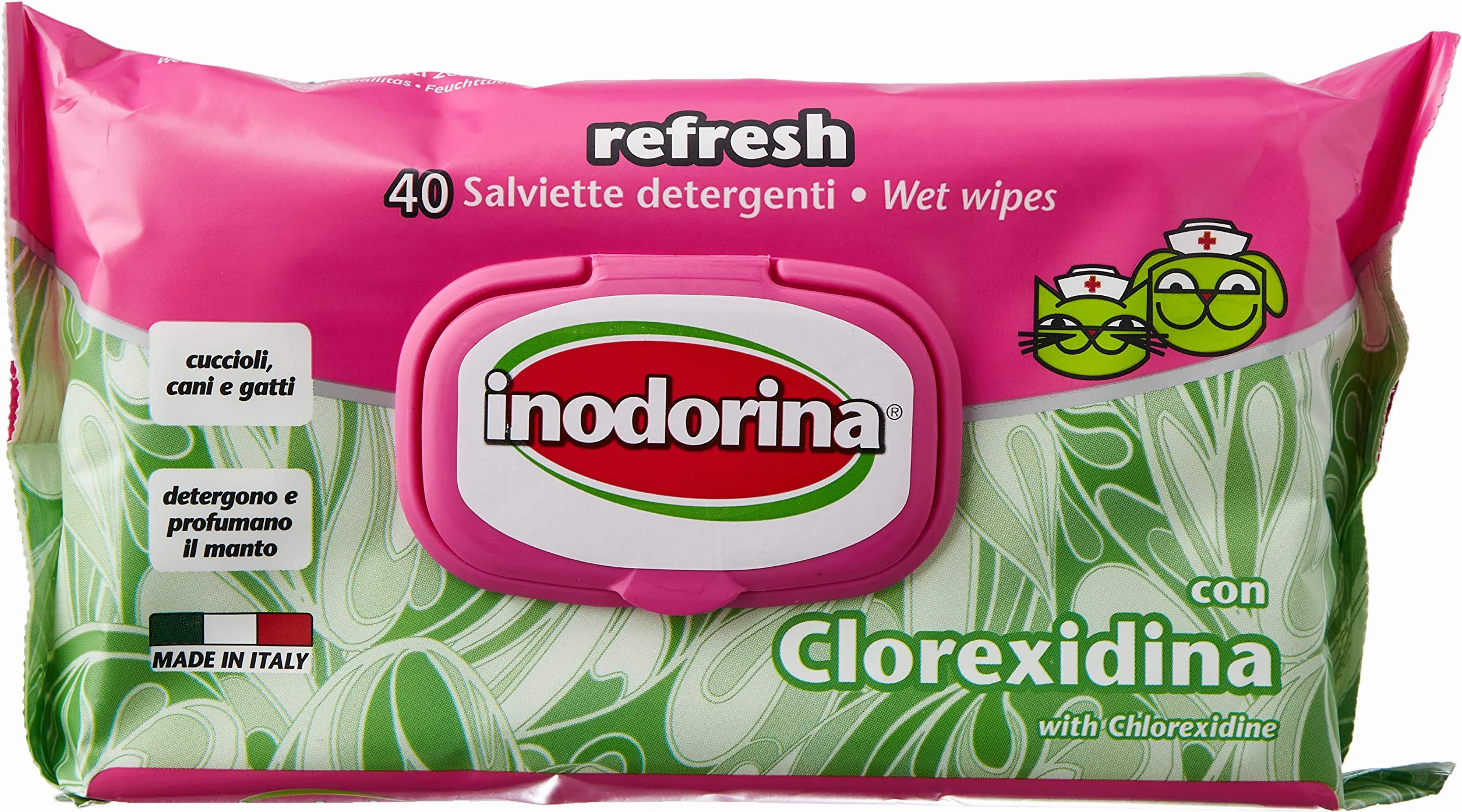 Inodorina Pet100106 Wipes Odśwież Chlorheksydynę, 40 jednostek