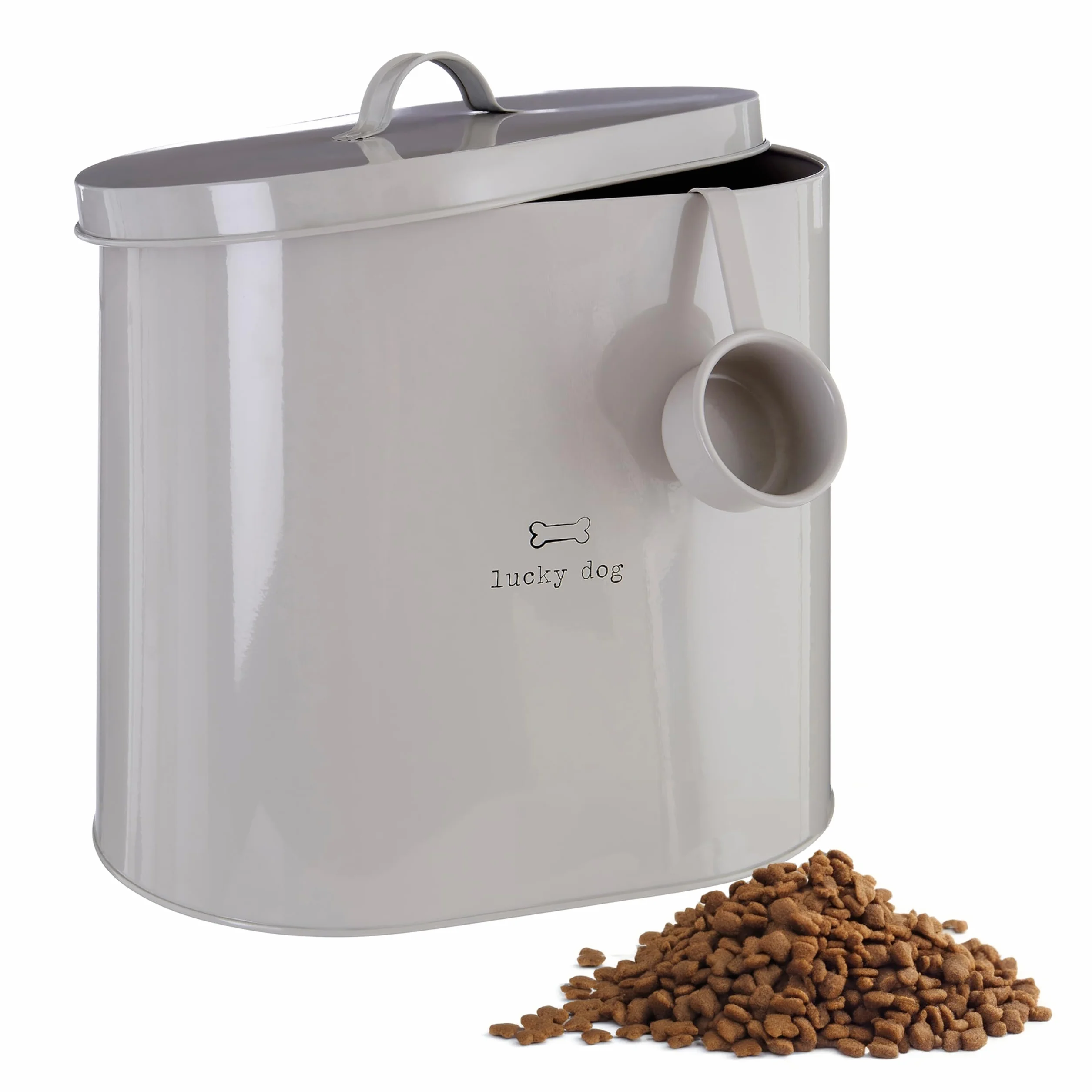 Premier Housewares Adore Pets Lucky Dog Food kosz do przechowywania z łyżką, 6,5 l - naturalny