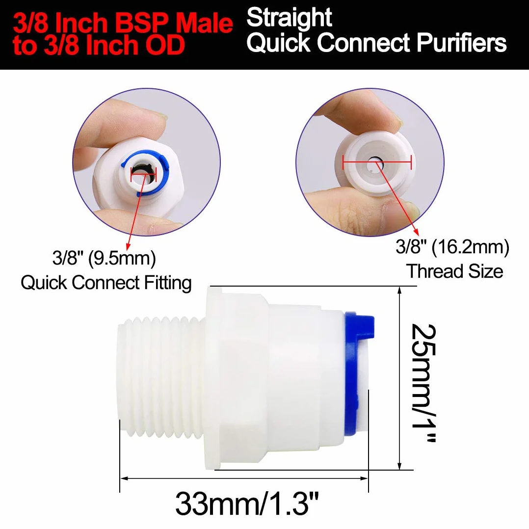 Złączka rurowa wcisnąć do złącza 3/8" BSP Male -3/8" Tube OD do odwróconej osmozy RO