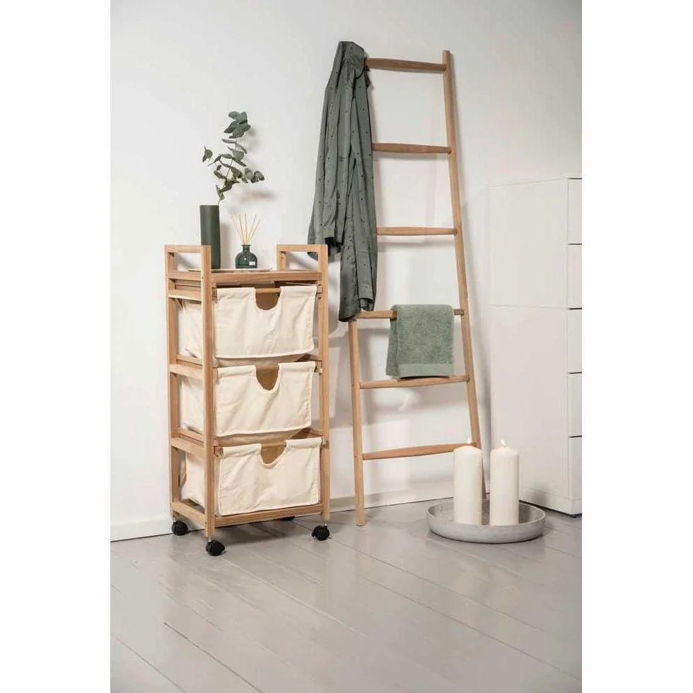 WENKO Wózek na pranie Acina 3 szuflady, wózek gospodarstwa domowego, wózek na kółkach, z certyfikatem FSC®, 78 l