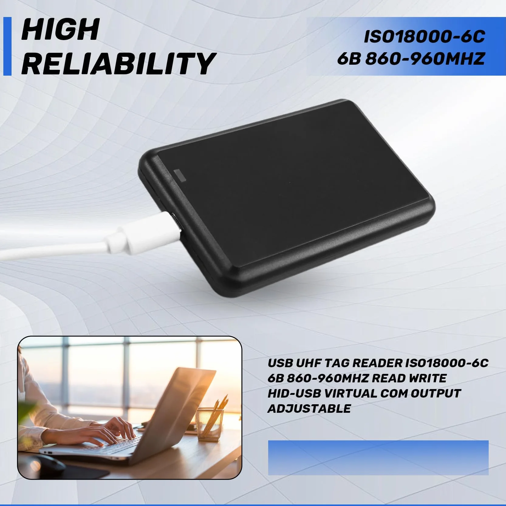 TsoLay USB ISO18000-6C 6B 860-960 MHz, odczyt i zapis, wyjście HID-USB Virtual COM regulowane