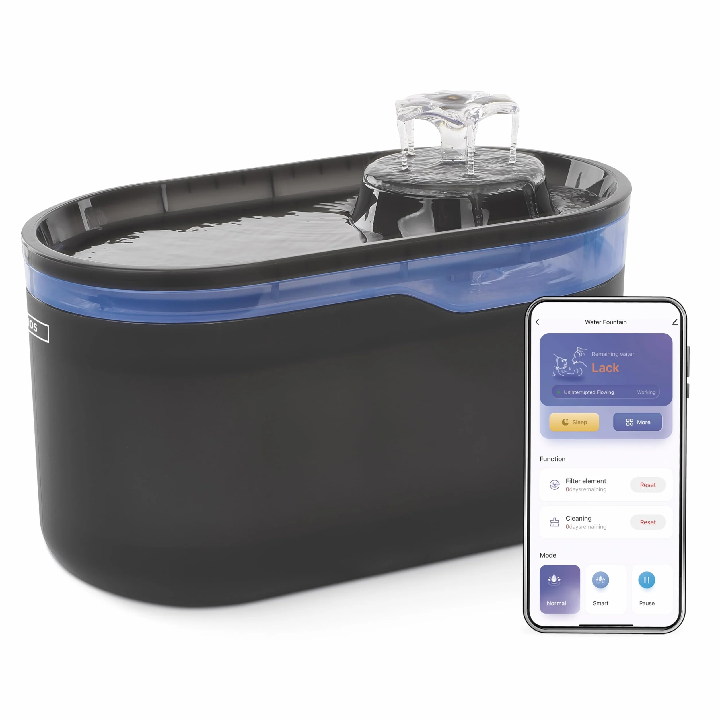 EMOS - GoSmart fontanna dla kotów 2,6 l z systemem filtracji – WLAN Pet Care fontanna do picia dla psów i kotów z aplikacją – fontanna do wody pitnej – fontanna dla zwierząt domowych – dozownik