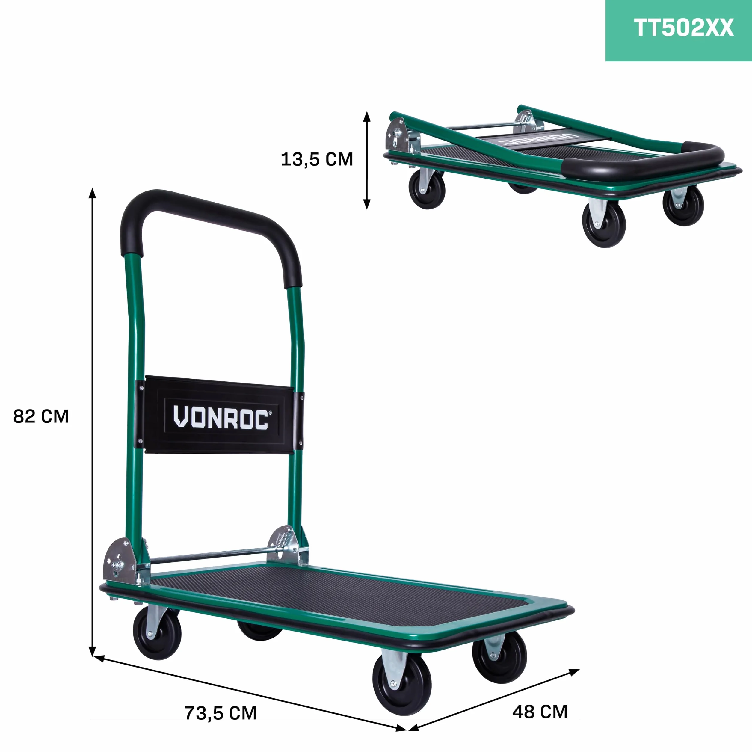 VONROC Wózek transportowy składany 150 kg
