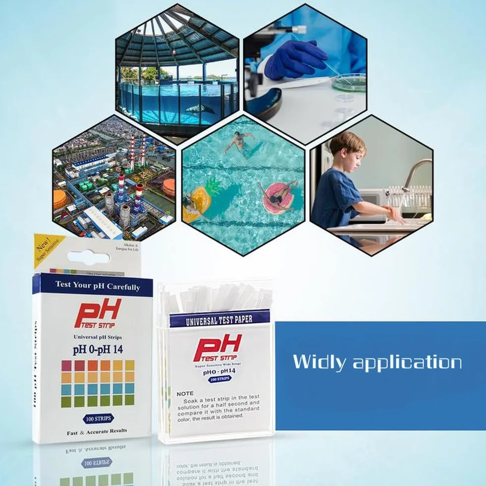 Uniwersalne paski pH 100 sztuk testów wody w pełnym zakresie od 0 do 14, szybki test pH do basenów wody pitnej, laboratoriów, akwariów, siłowni