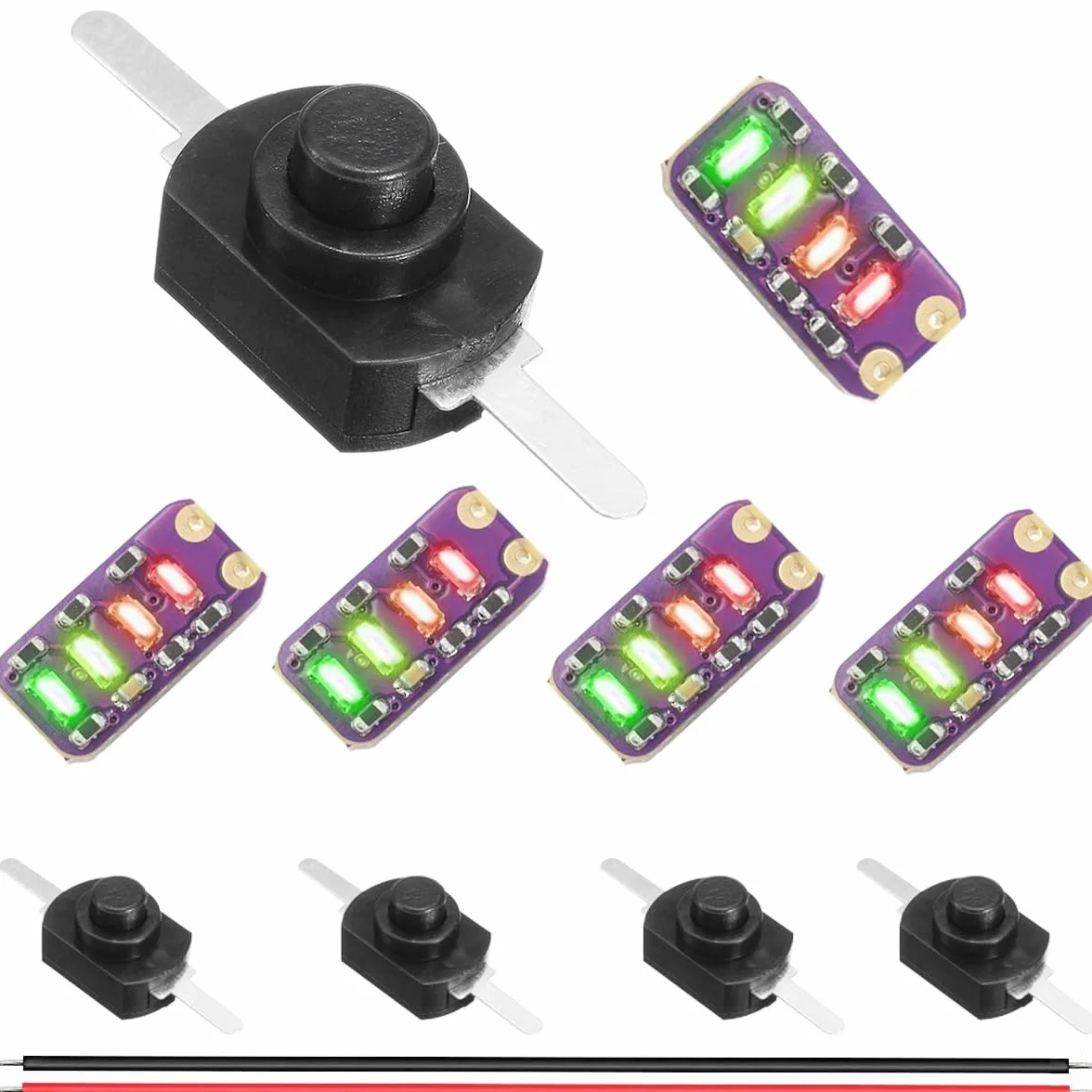 5 sztuk LED wskaźnik pojemności baterii, moduł pomiarowy 2S 6,2 V – 8,6 V akumulator litowo-jonowy 18650, z samoblokującym się mikro-przełącznikiem, 26 kabli AWG