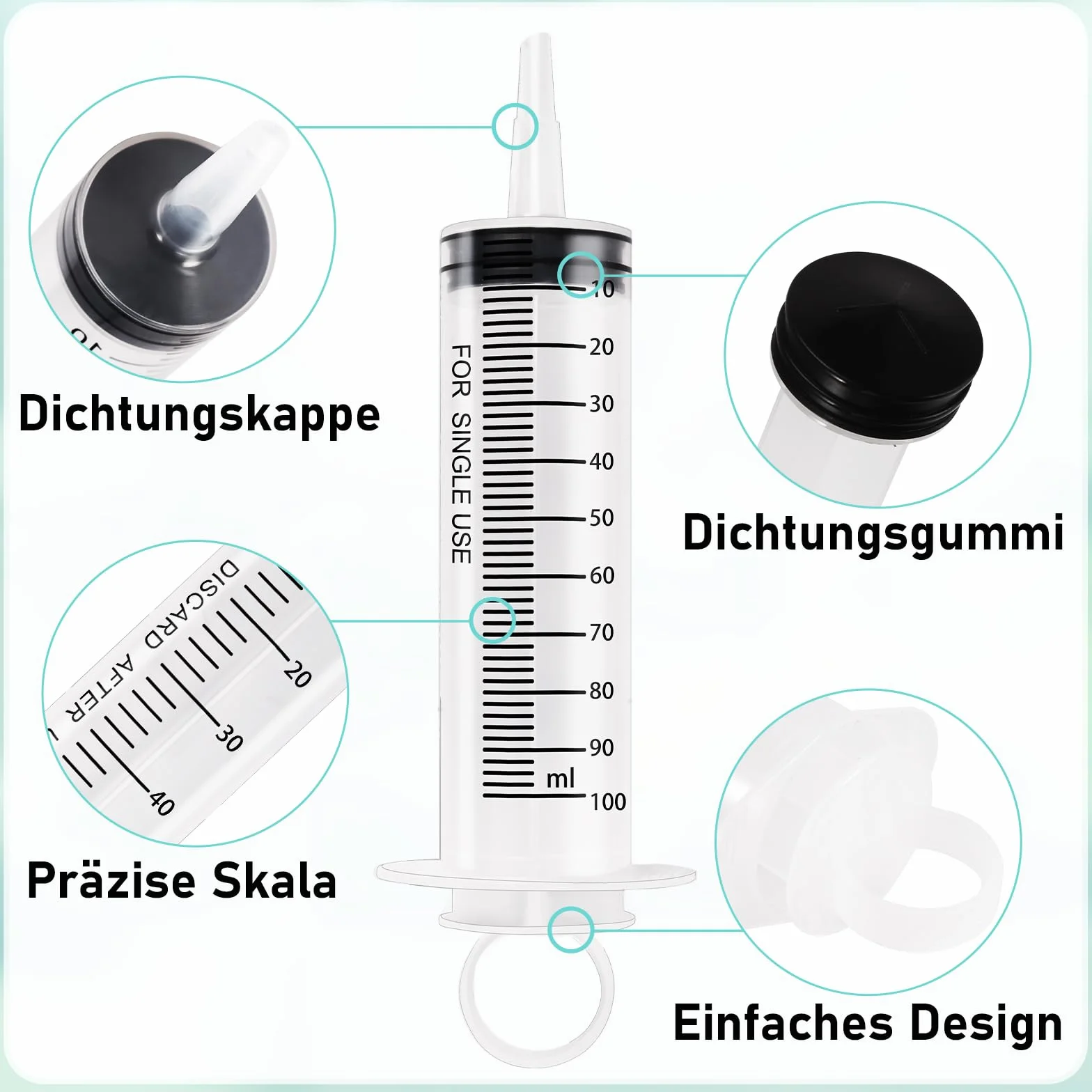 Strzykawka z tworzywa sztucznego 10 ml 60 ml 100 ml z wężem wielokrotnego użytku do laboratorium