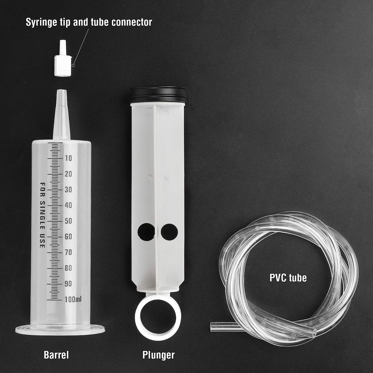 Hyber&Cara Strzykawka 100 ml z rurką 100 cm, duża plastikowa strzykawka pomiarowa 2 szt