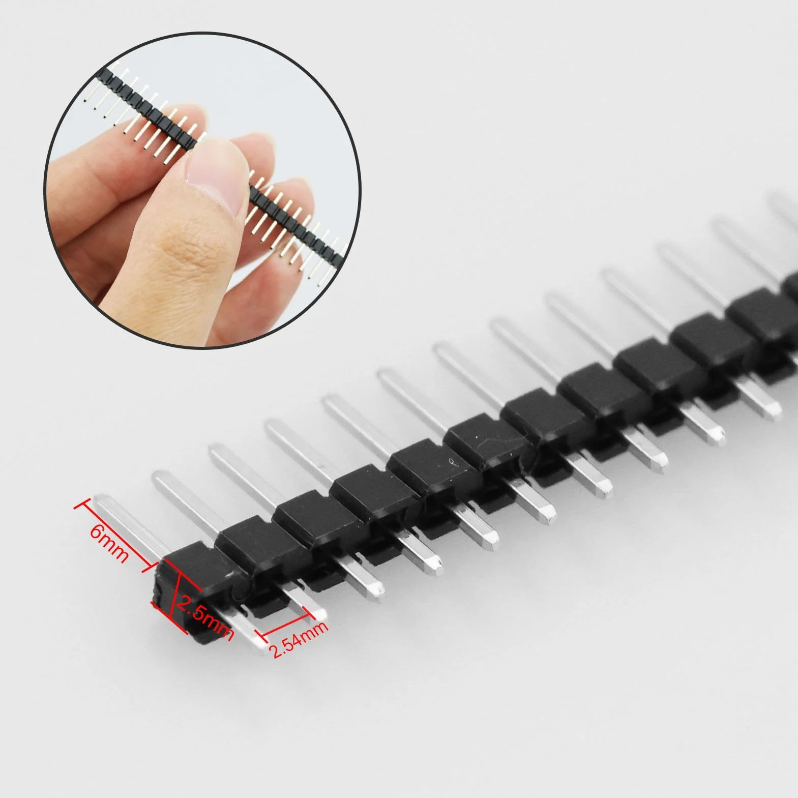 Straight Single Row Header Connector 2,54 mm Pitch 1x40 Pins 50 szt.
