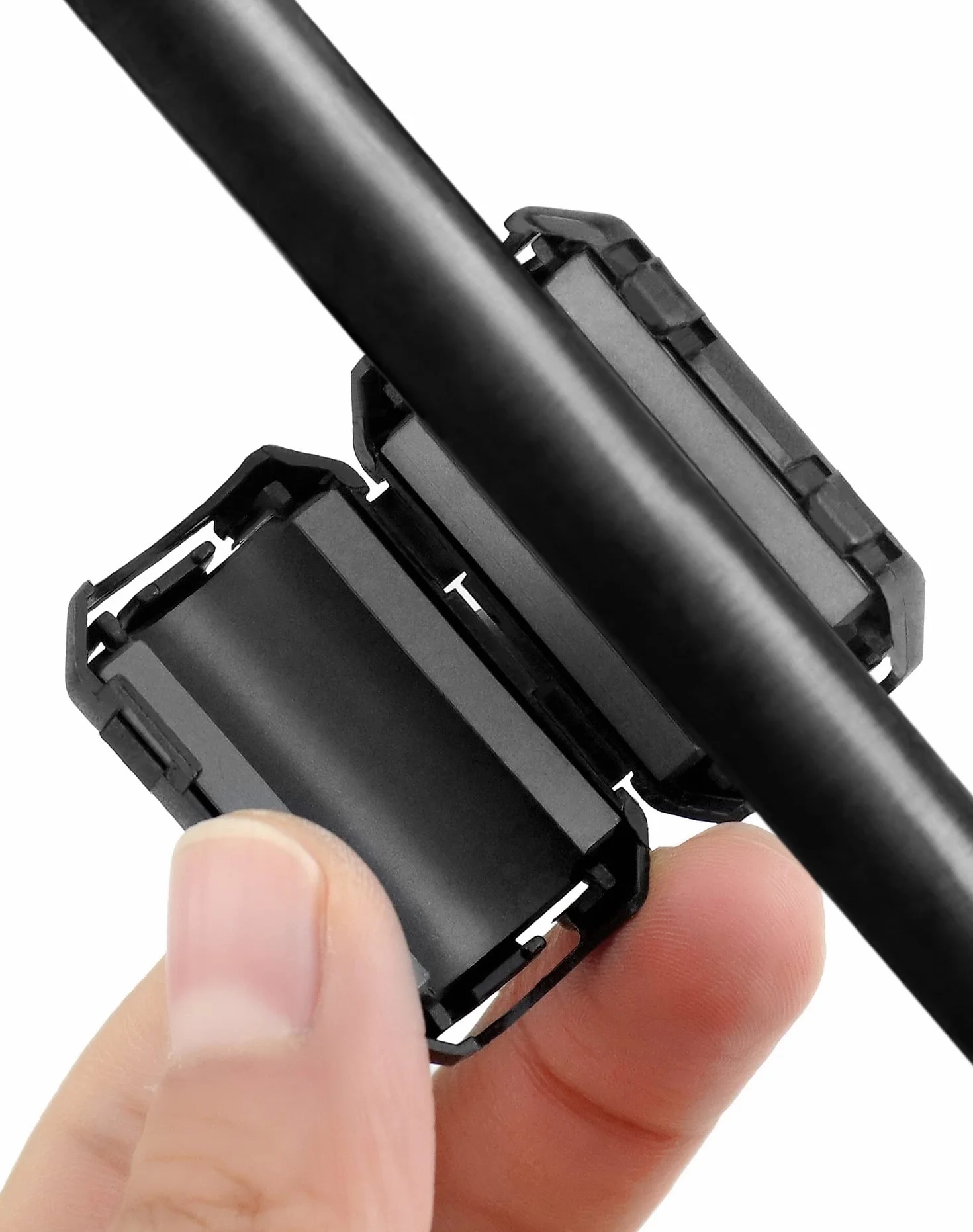 QWORK® 20 sztuk rdzeni ferrytowych do kabli, klips kablowy z redukcją szumów, 3,5 mm, 5 mm, 7 mm, 9 mm, 13 mm, na kabel USB, kabel myszy, kabel klawiatury
