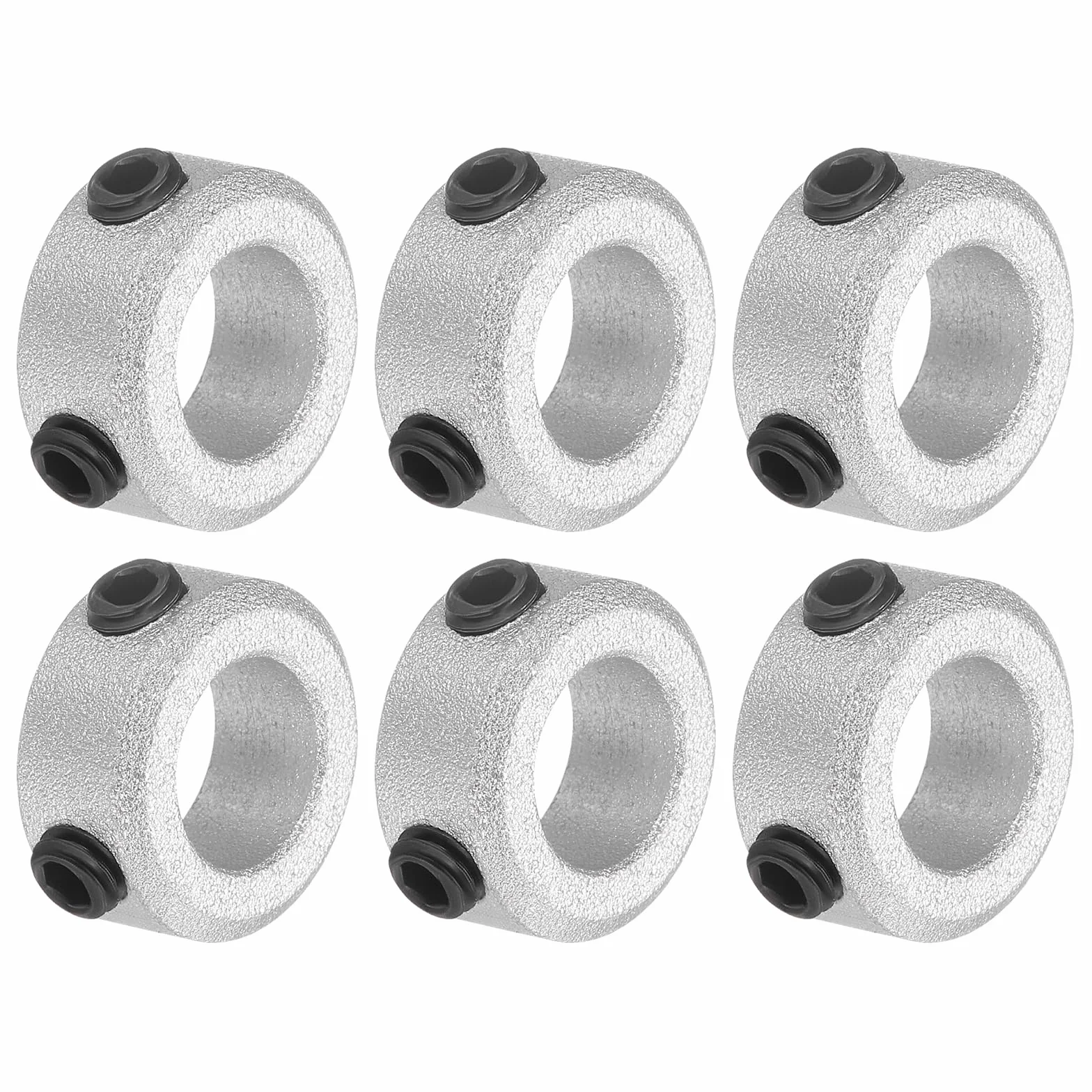 QUARKZMAN 6-częściowy zestaw kołnierzy śrubowych 8 mm otwór, kołnierz falisty ze stopu aluminium, 14 mm OD, szerokość 6 mm zacisk kołnierzowy do liniowego prowadzenia wału drążka