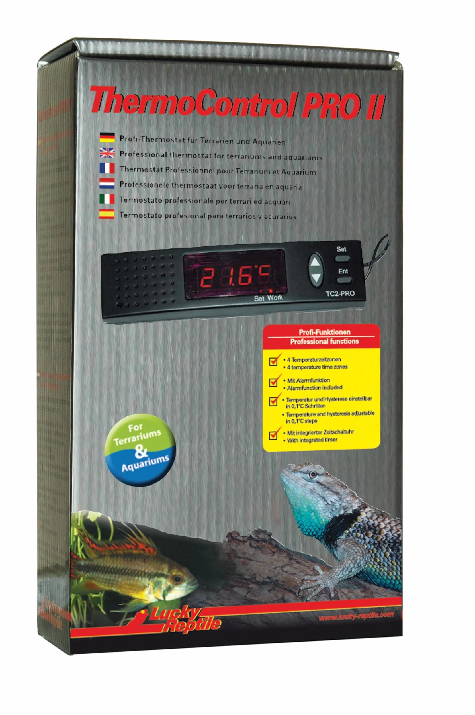 Lucky Reptile TC2-PRO Elektroniczny Termostat z Programatorem Czasowym, 23.6 x 13.4 x 6.6 cm
