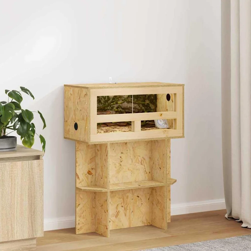 Terrarium brązowe, 60 x 30 x 80 cm, drewno OSB ze szklanymi drzwiami przesuwnymi, wentylacja, wszechstronne zastosowanie dla gadów, płazów, gekonów, bartagamów, kameleona, żółwia, żaby
