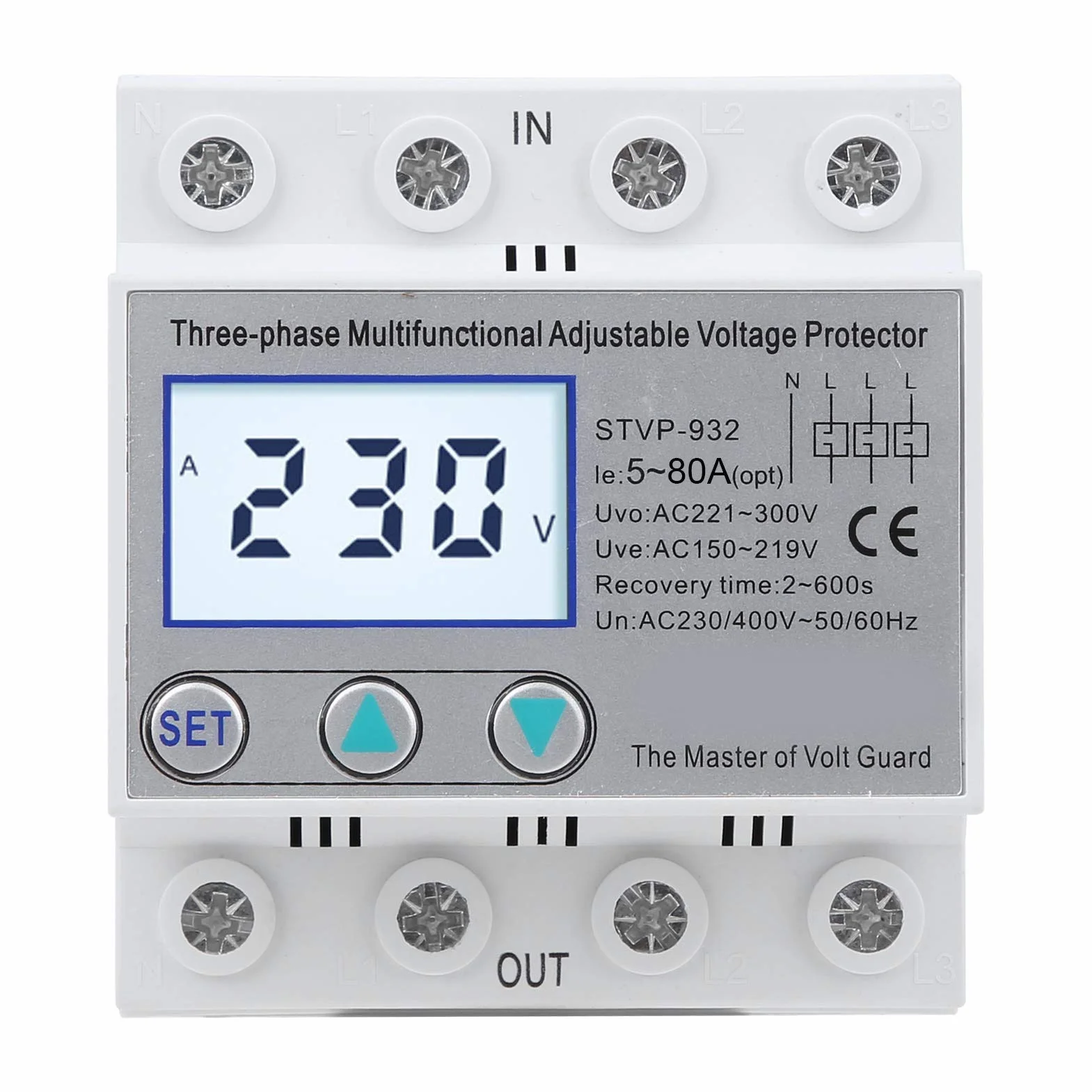 STVP 932 Trójfazowy Stabilizator Napięcia Regulowany 63A LCD