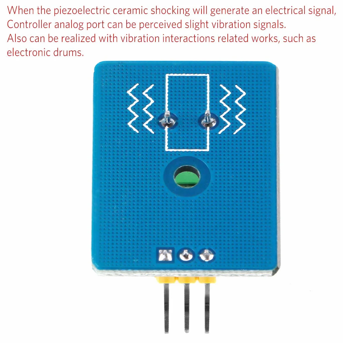 Piezoelektryczny czujnik wibracji 3,3 V/5 V moduł analogowy do Arduino + Kabel Dupont żeński 3-pin
