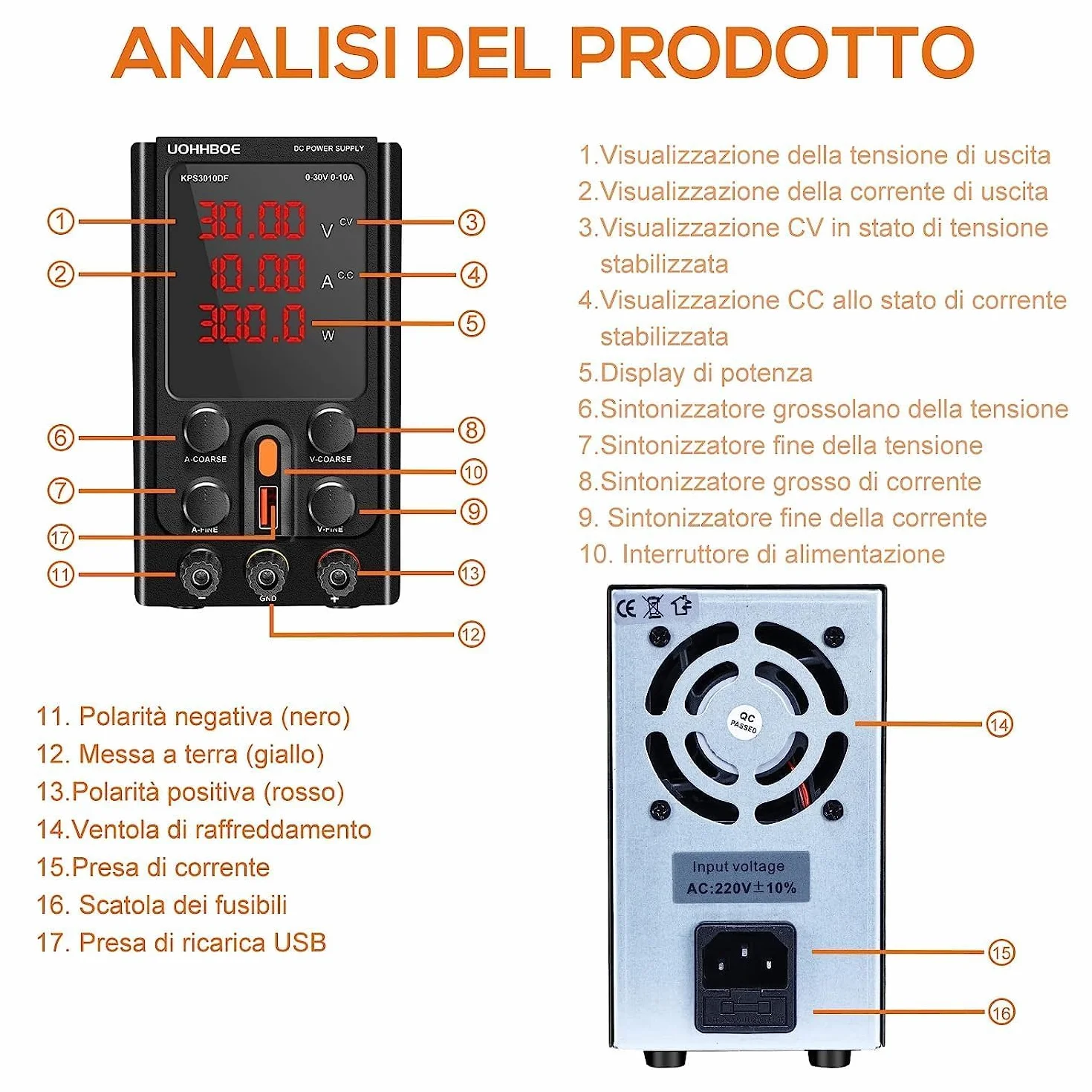 Regulowany zasilacz laboratoryjny 30V 10A DC z wyświetlaczem LED USB 5V 2A