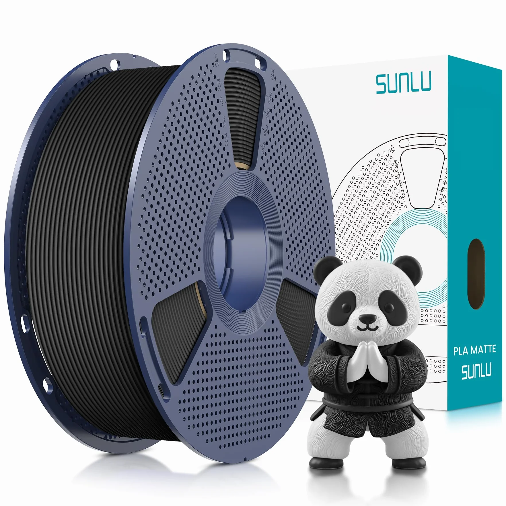 SUNLU Matowy filament PLA 1,75 mm czarny 1 kg do drukarki 3D FDM