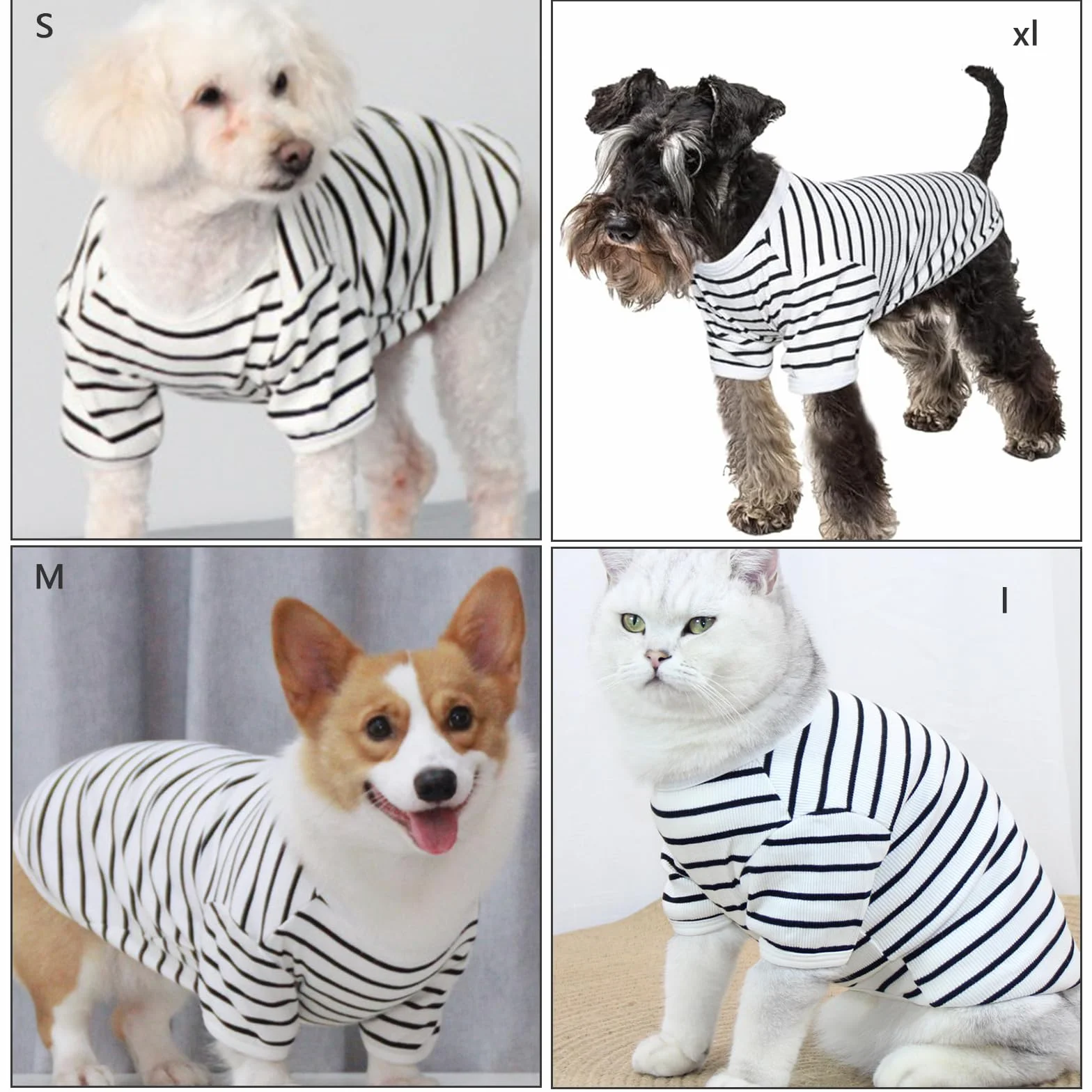 Sweter dla psa Letnie oddychające bawełniane koszulki dla psów letnie koszule z rękawami miękkie elastyczne koszulki dla Chihuahua buldog małe koty (S)