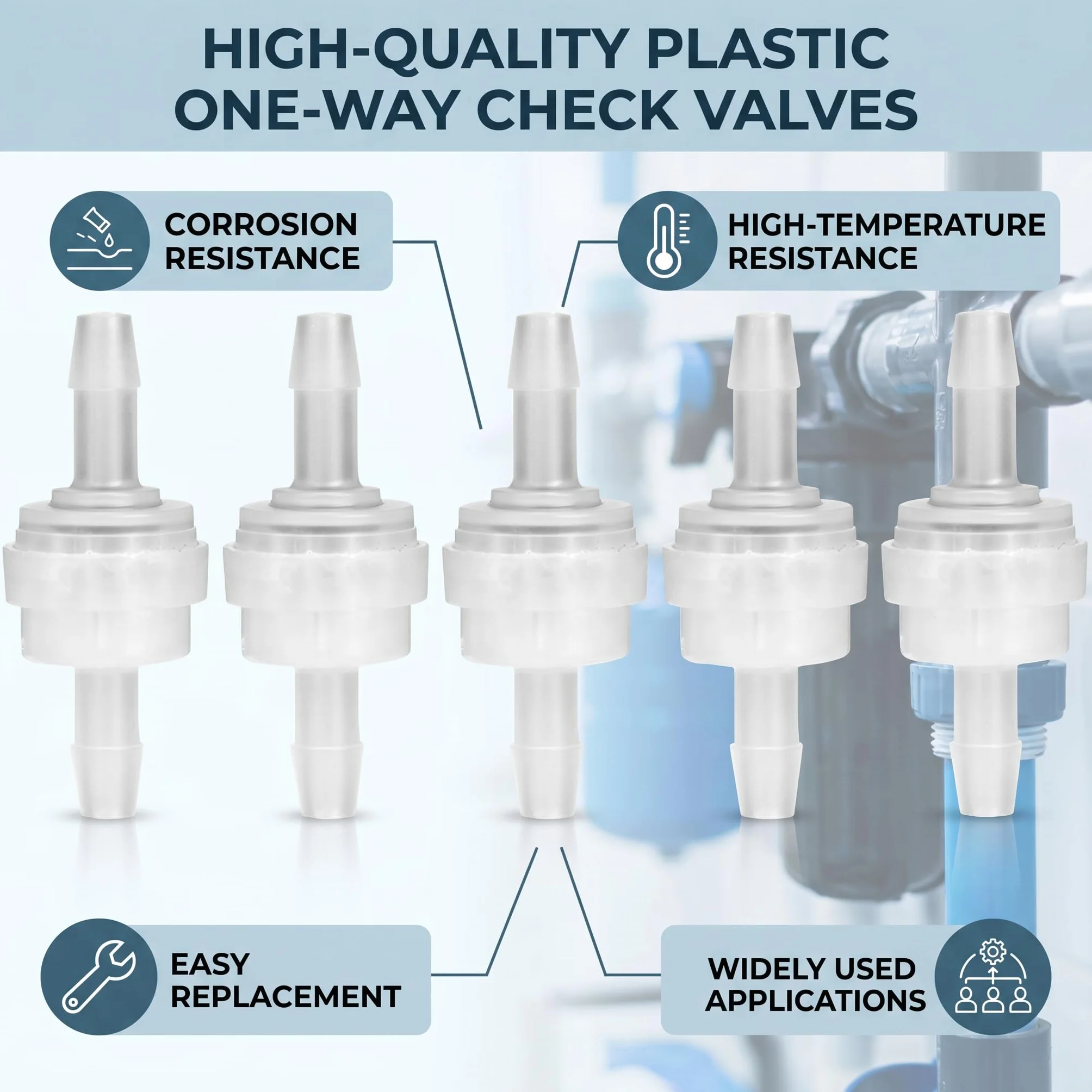 Plastikowy jednokierunkowy zawór zwrotny do wody ozonowej 5 mm