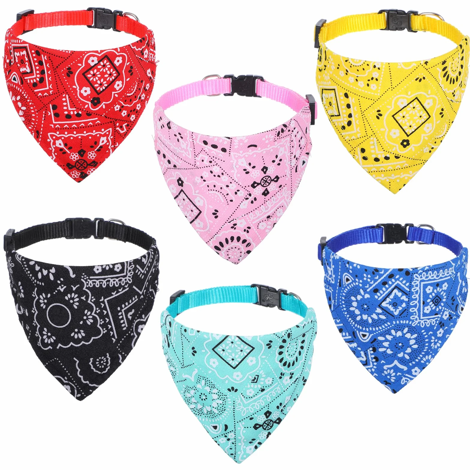 Chusta na szyję dla psa, bandana, 6 sztuk, z obrożą, regulowana, dla kotów, szczeniaków, małych psów, kotów