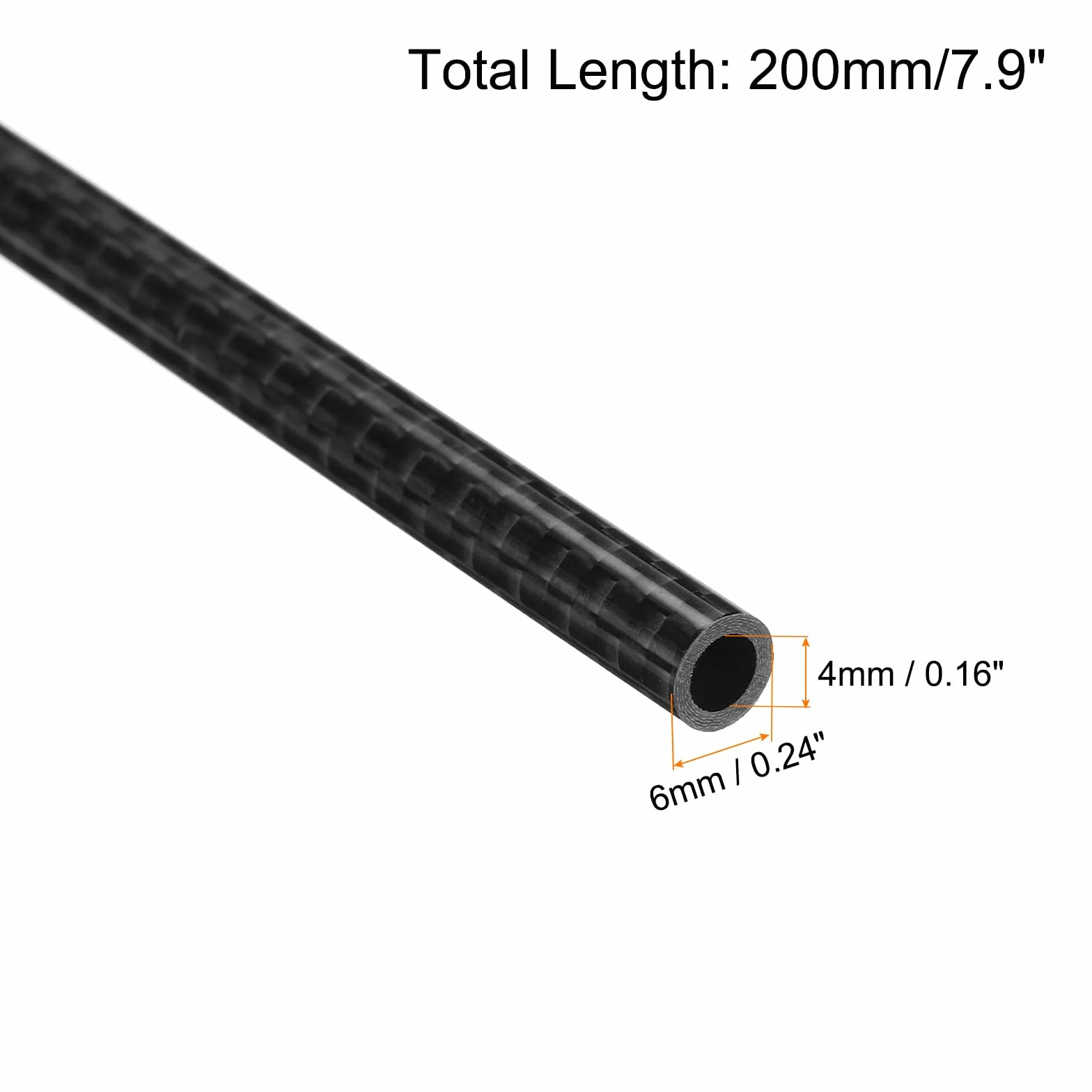 Rura z włókna węglowego 4 x 6 x 200 mm 3K błyszcząca do RC dronów